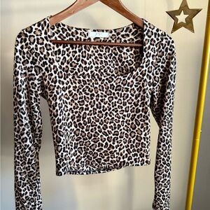 Gaze Leopard Print Long Sleeve Top